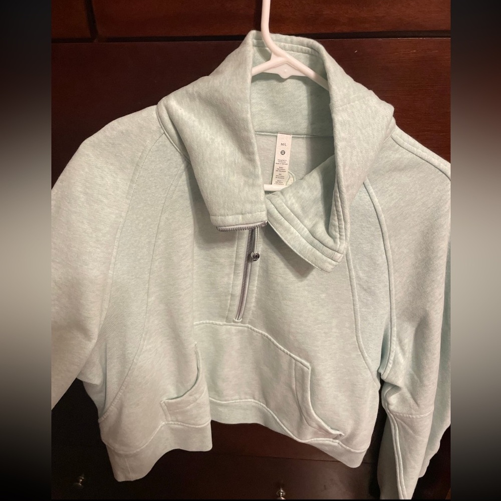 Heathered delicate mint oversized funnel neck scuba M/L